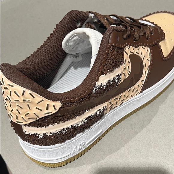 Nike Air Force 1 Brown and Cream Sneakers - Picture 3 of 5
